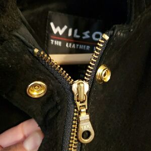 Wilson Black Leather Jacket with Gold Accents